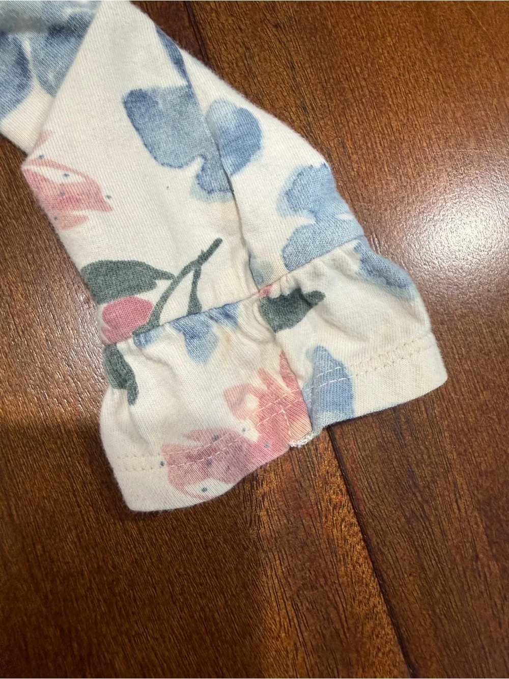 Burt's Bees Baby Floral Long Sleeve Shirt Dress in White, Blue & Pink